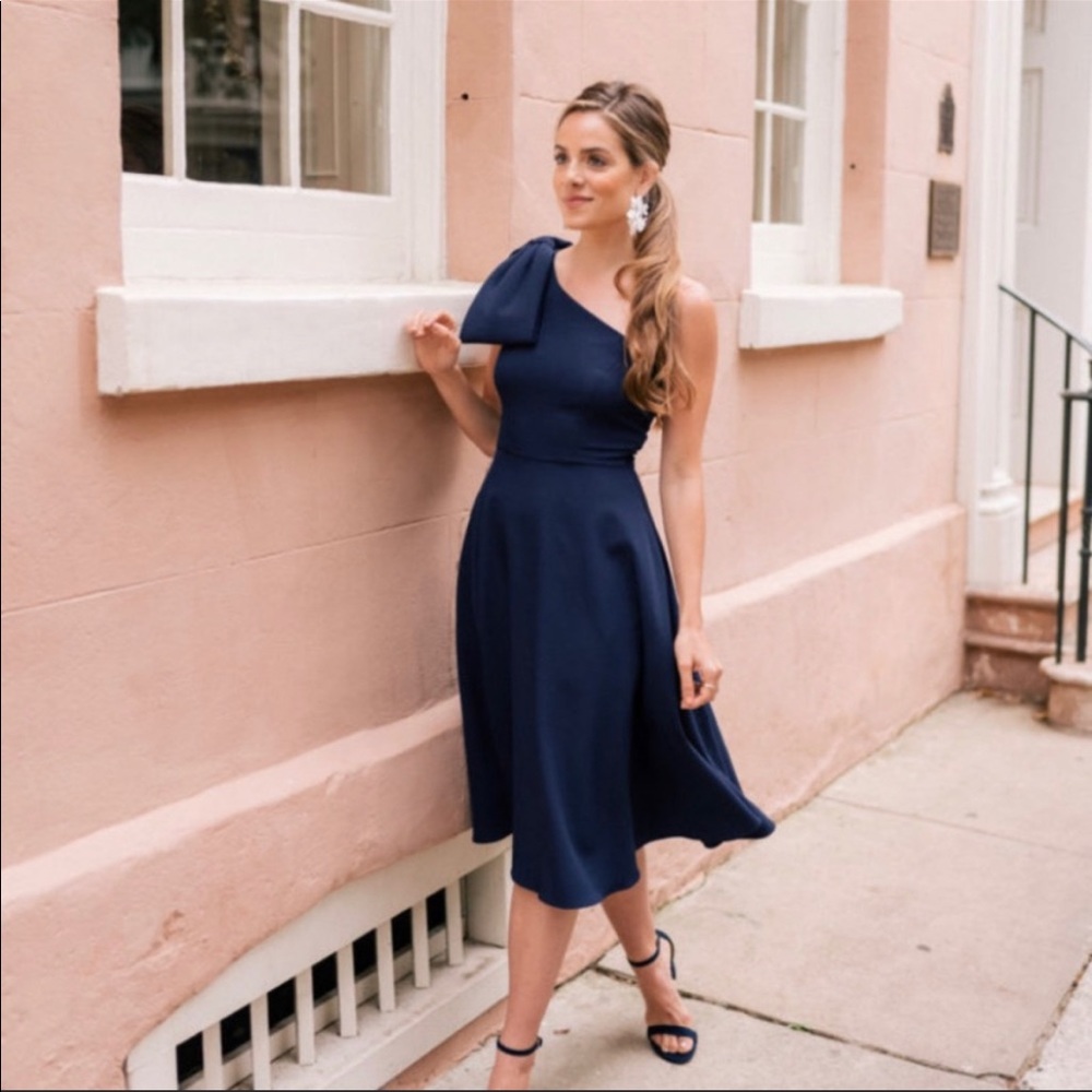 Gal Meets Glam Royal Blue One Shoulder Bow Dress - Picture 2 of 11